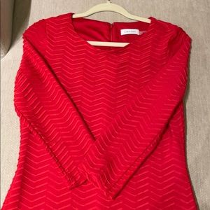 Calvin Klein Red Long Sleeve Dress